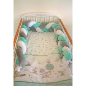 Szeko fonott fejvédő -menta-fehér-szürke