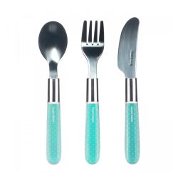   Canpol babies fém evőeszköz készlet (kanál, kés, villa) 18hó -kék