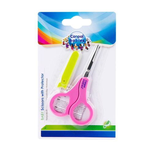 Canpol babies Kerek hegyű baba körömolló kupakkal-Pink