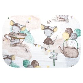 Színes mintás textil pelenka 70X80cm-Egér a csészében