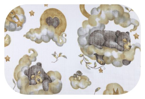 Színes mintás textil pelenka 70x80 cm-Alvó maci