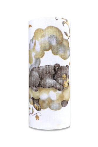 Színes mintás textil pelenka 70x80 cm-Alvó maci