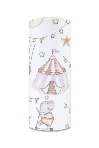 Színes mintás textil pelenka 70x80 cm- Rózsaszín Cirkusz