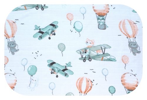 Színes mintás textil pelenka 70x80 cm- Róka pilóta