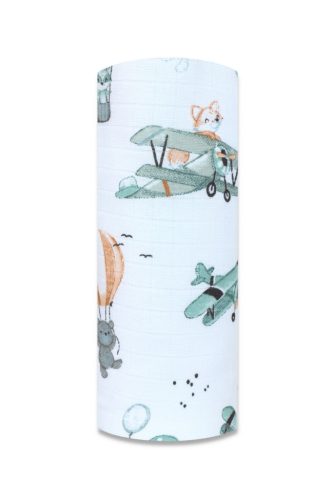 Színes mintás textil pelenka 70x80 cm- Róka pilóta