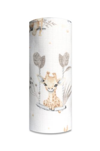 Színes mintás textil pelenka 70x80 cm- Állatok a hintán 