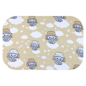   Színes mintás textil pelenka 70x80 cm- Bézs elefánt kalapban 