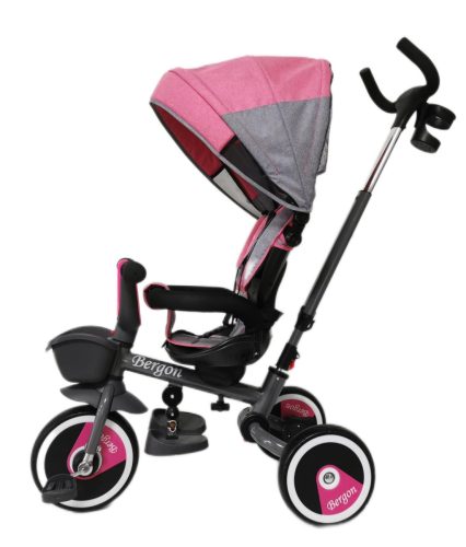 Bergon Összecsukható 360°-ban Forgatható Üléses Tricikli B56 - Pink
