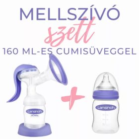   Lansinoh 2 fázisú kézi mellszívó+ 160 ml cumisüveg szett