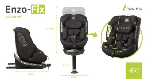 4 BABY Enzo-Fix 40-150 cm biztonsági gyerekülés-Black