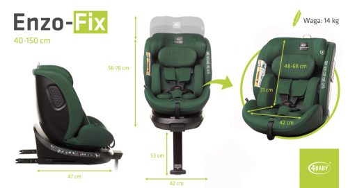 4 BABY Enzo-Fix 40-150 cm biztonsági gyerekülés-Green