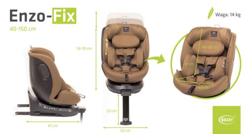 4 BABY Enzo-Fix 40-150 cm biztonsági gyerekülés-Mokka