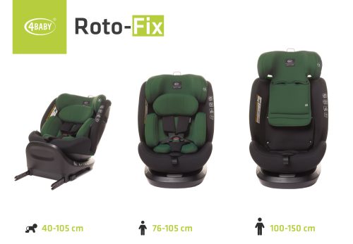4 Baby Roto-Fix 40-150 cm biztonsági gyerekülés-Dark Green