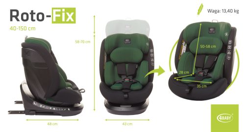4 Baby Roto-Fix 40-150 cm biztonsági gyerekülés-Dark Green