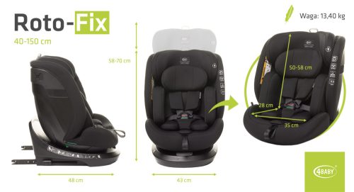 4 Baby Roto-Fix 40-150 cm biztonsági gyerekülés-Black