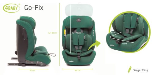 4Baby Go-fix i-Size 76-150cm biztonsági gyerekülés-Green