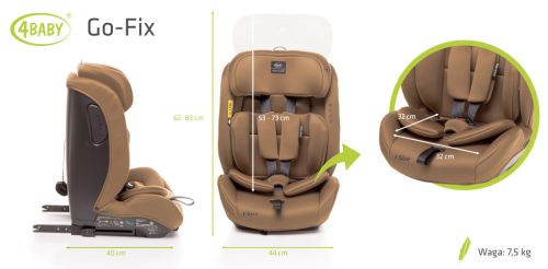 4Baby Go-fix i-Size 76-150cm biztonsági gyerekülés-Mokka