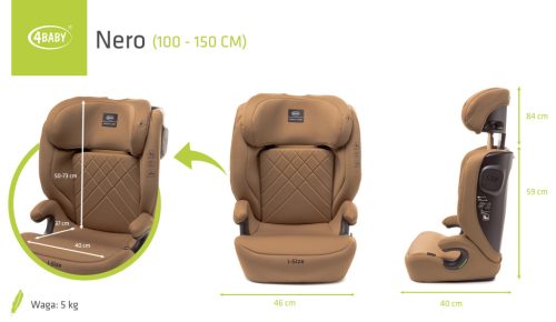 4BABY Nero I-Size 100-150 cm biztonsági gyerekülés-Mokka