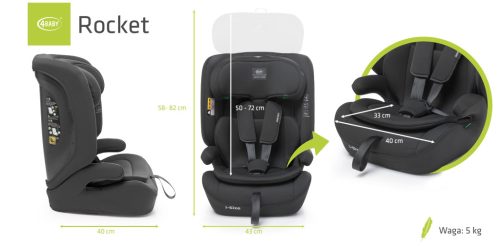 4Baby Rocket i-Size 76-150cm biztonsági gyerekülés-Black