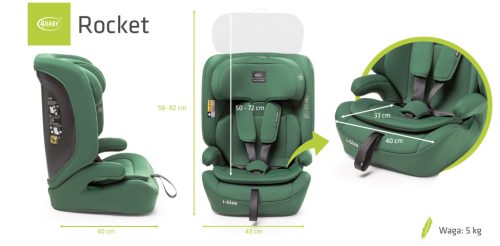 4Baby Rocket i-Size 76-150cm biztonsági gyerekülés-Dark Green